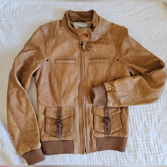 Lucky Brand Tan Leather Jacket - Picture 1 of 7